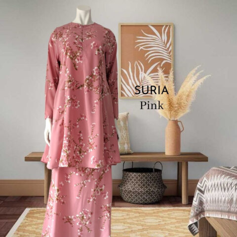 Haleema Baju Kurung Riau Printed Woolpeach Suria